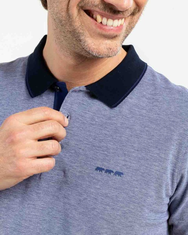 Polo manches courtes regular fit col contrasté bleu