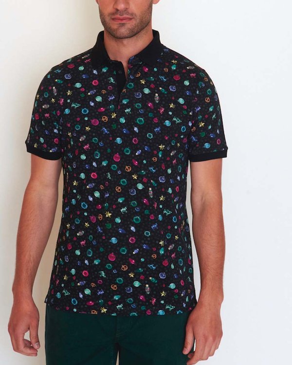 Polo de Noël coupe modern fit en coton noir Polo de Noël coupe modern fit en coton noir