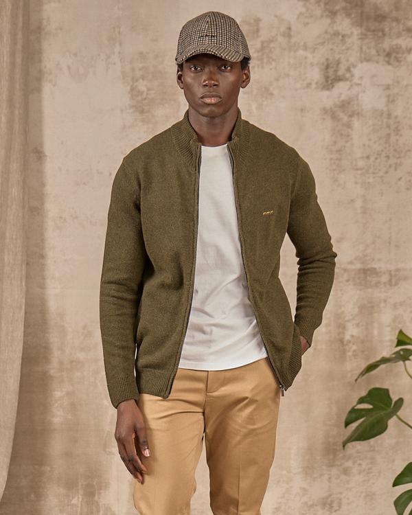 Cardigan zippé col montant vert Cardigan zippé col montant vert