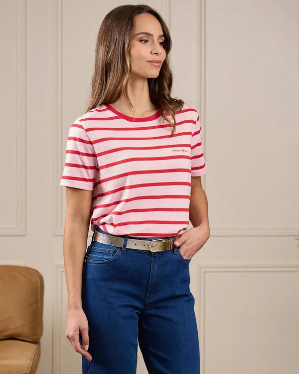 T-shirt brodé Garret rose