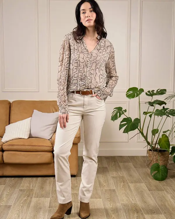 Blouse broderie python beige