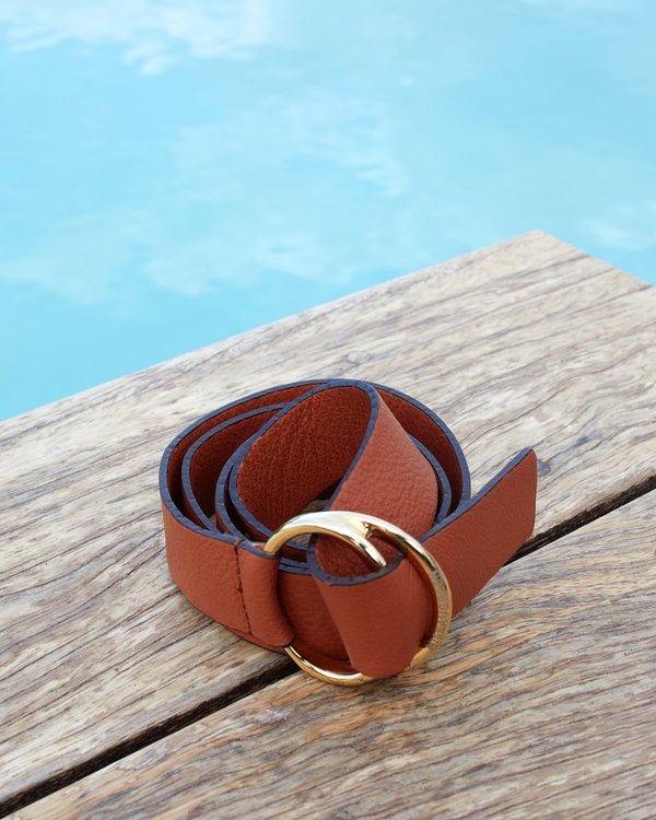 Ceinture réglable boucle ronde en cuir