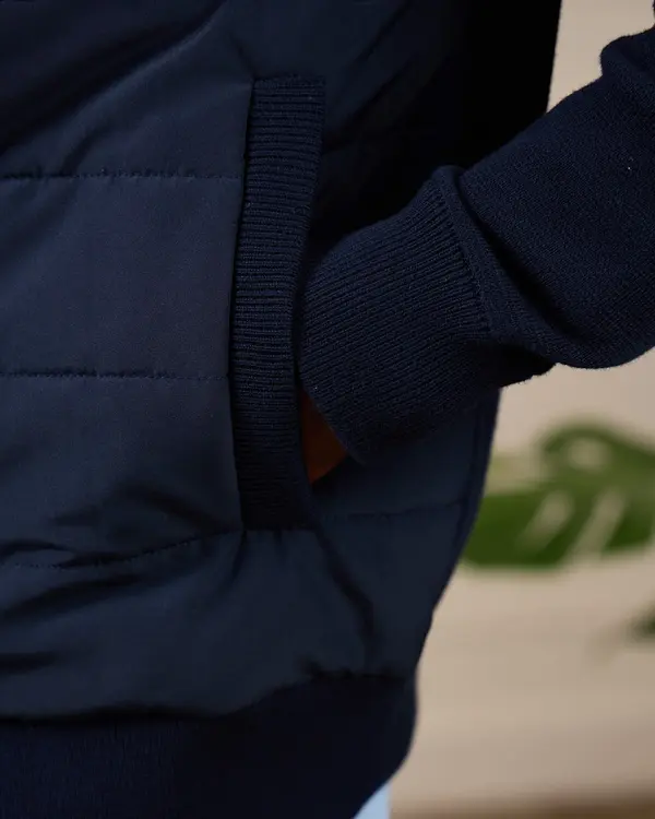 Cardigan bi-matières Gaspar bleu