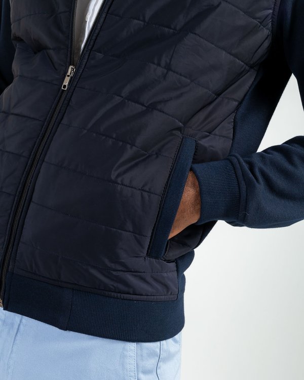 Sweat cardigan zippé col teddy bleu