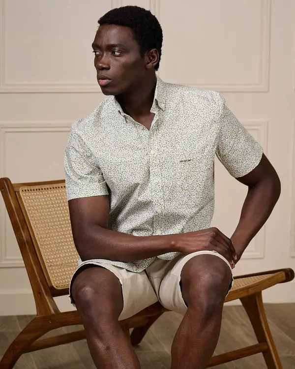 Chemise micro motifs vert