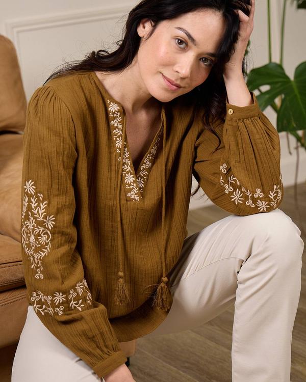 Chemise broderie Dakota beige