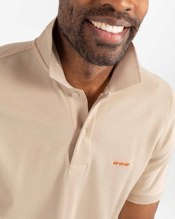 Polo piqué Douglas coupe droite manches courtes uni beige Polo piqué Douglas coupe droite manches courtes uni beige