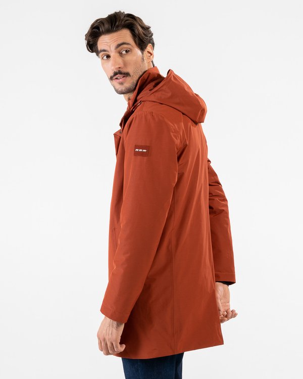 Parka longue rembourrée confort anti-transpirante capuche amovible rouge