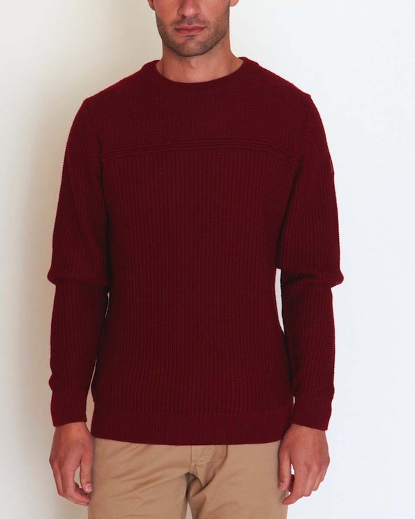 Pull jacquard à manches longues 50% Mérinos rouge Pull jacquard à manches longues 50% Mérinos rouge