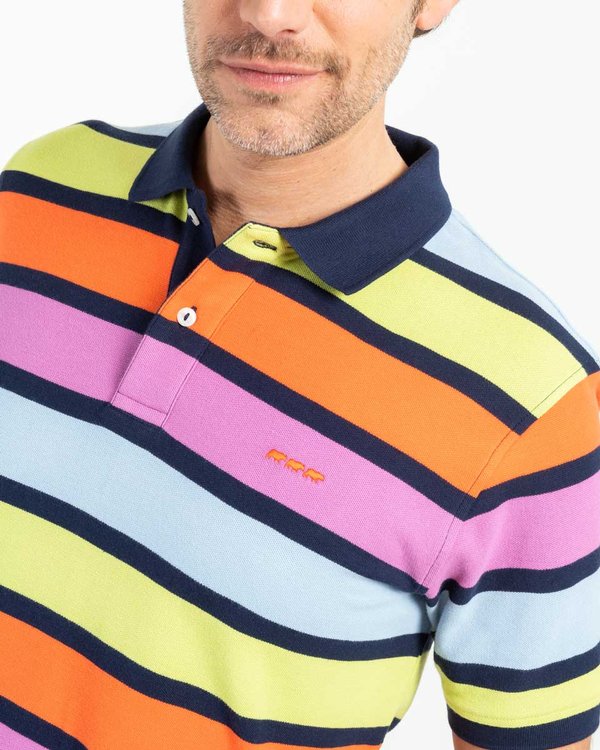 Polo rayures pastel regular fit en coton rose
