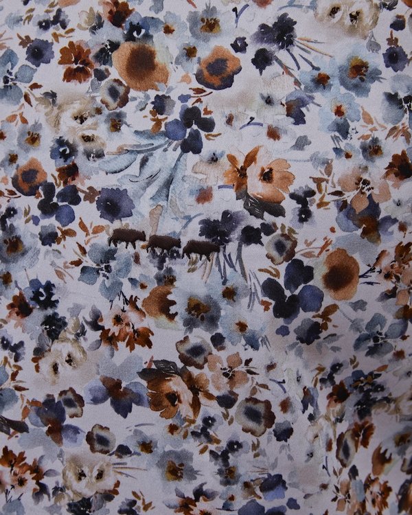Chemise modern fit manches longues imprimé fleurs en coton blanc