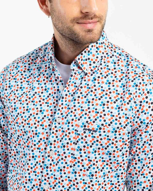 Chemise modern fit pois manches longues en coton blanc I Mise au