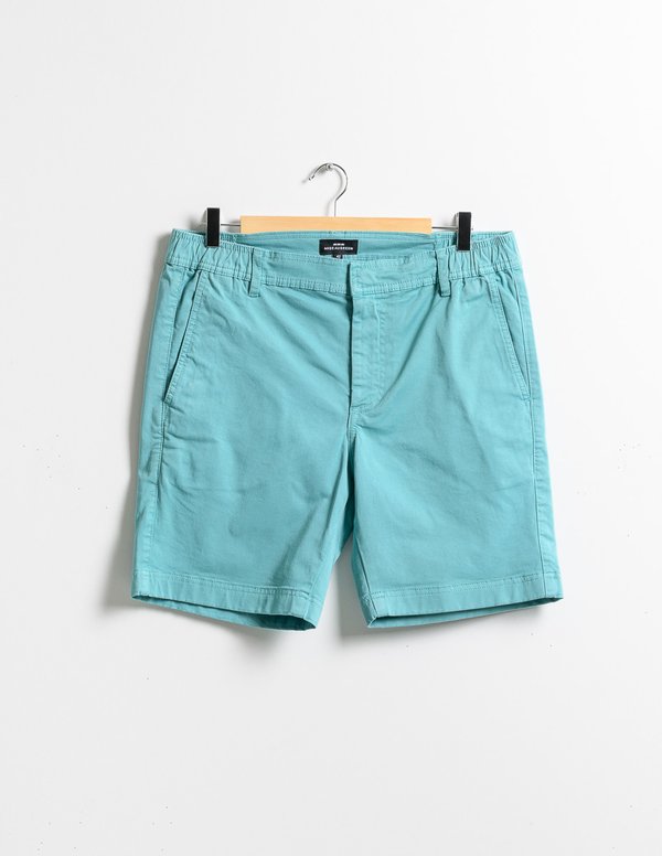 Bermuda chino uni taille élastique en coton bleu