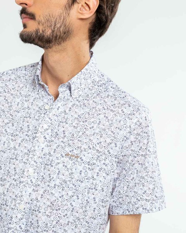 Chemise à manches courtes regular fit imprimée blanc