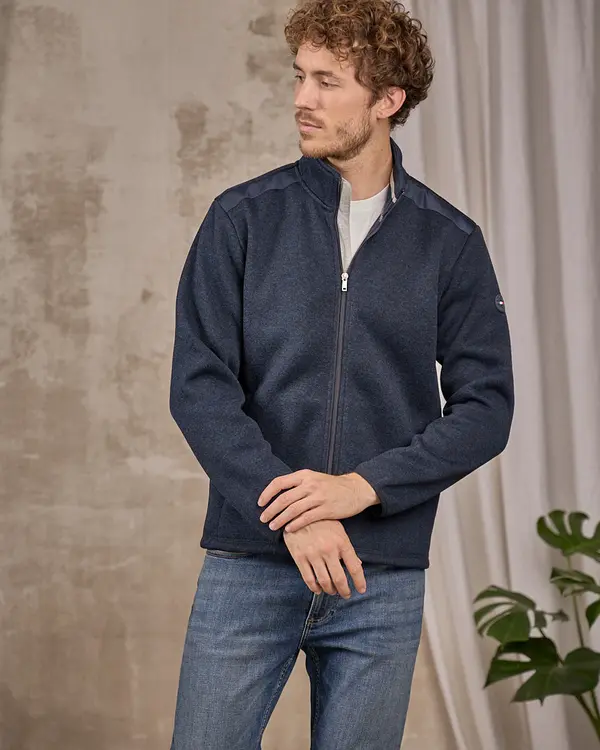 Blouson Polaire détail épaule bleu