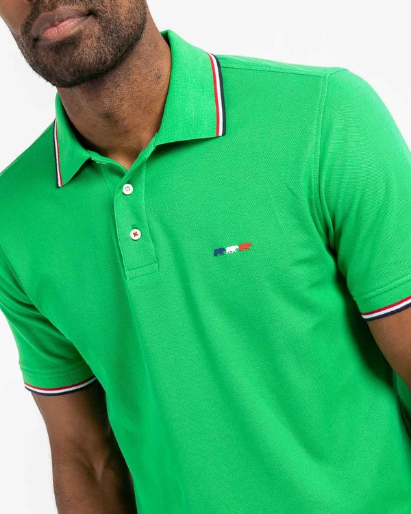 Polo Jules manches courtes détails tricolores en coton blanc