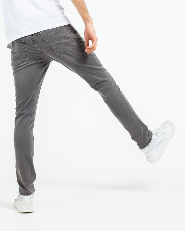 Jean modern fit uni coton et élasthanne gris