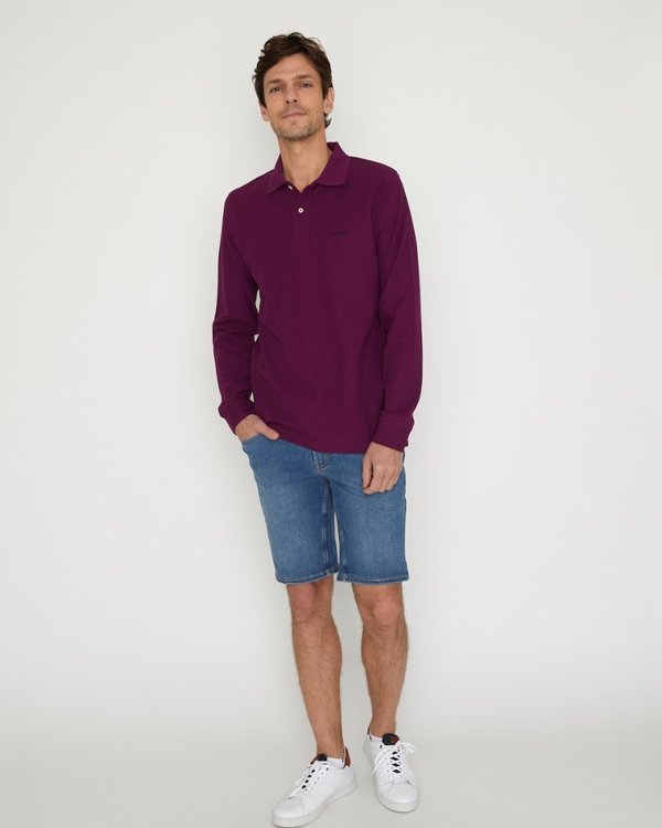 Polo regular fit Robin uni à manches longues rouge Polo regular fit Robin uni à manches longues rouge