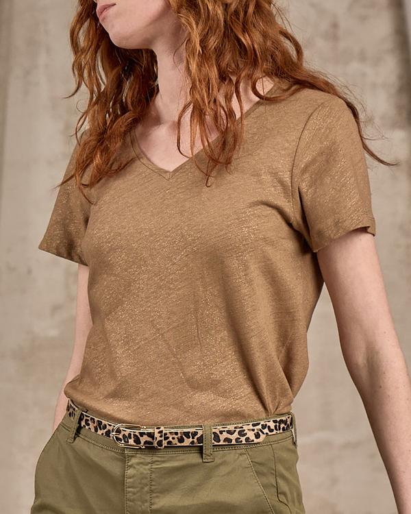 T-shirt col V beige