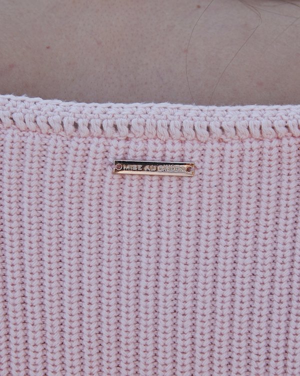 Pull manches longues bouffantes en coton issu de l'agriculture biologi rose Pull manches longues bouffantes en coton issu de l'agriculture biologi rose