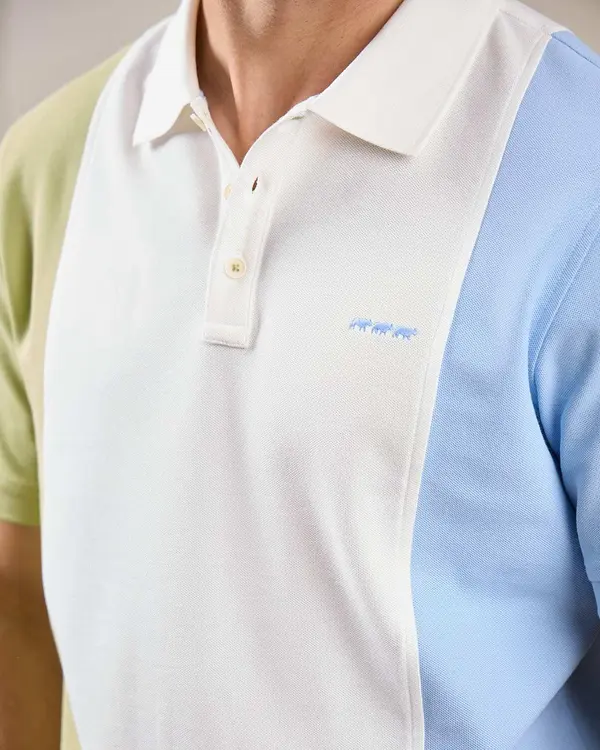 Polo colorblock Garret blanc