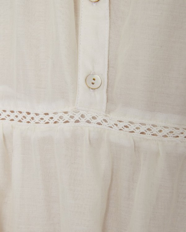 Robe longue volantée en voile de coton blanc