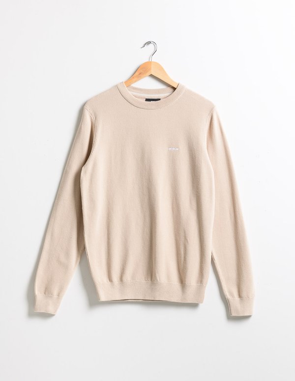 Pull uni Noah col rond en coton issu de l'agriculture biologique beige Pull uni Noah col rond en coton issu de l'agriculture biologique beige