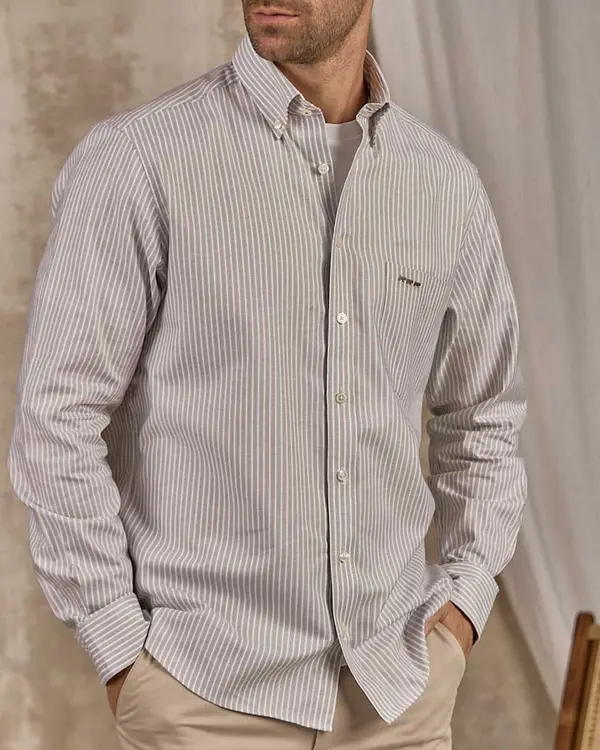 Chemise à rayures beige