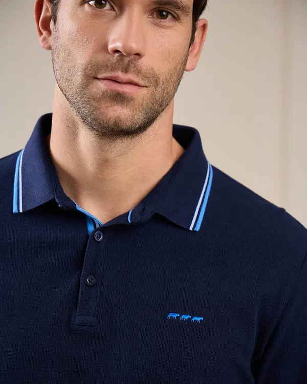 Polo manches longues George bleu