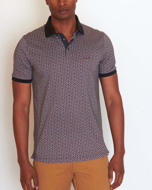 Polo manches courtes modern fit à micro motifs 100% coton Polo manches courtes modern fit à micro motifs 100% coton