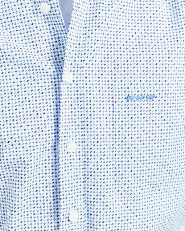Chemise manches courtes à micro-motifs en coton blanc Chemise manches courtes à micro-motifs en coton blanc