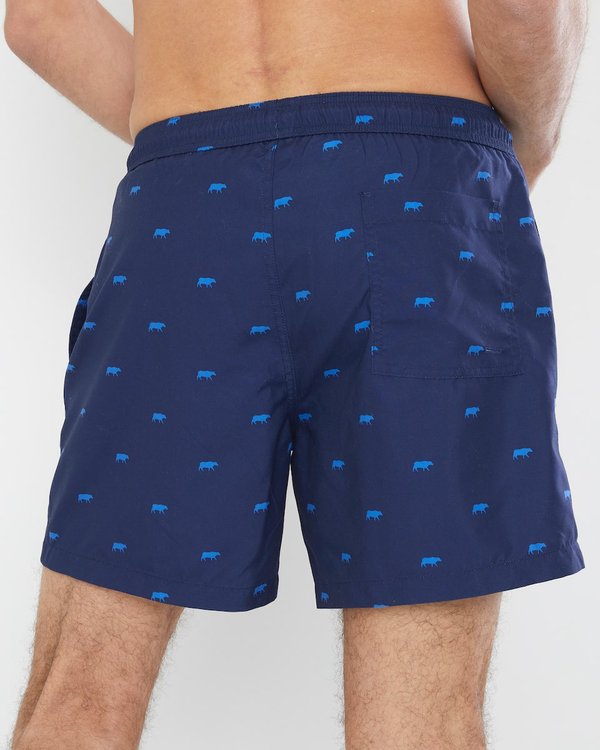 Short de bain imprimé petites vaches bleu