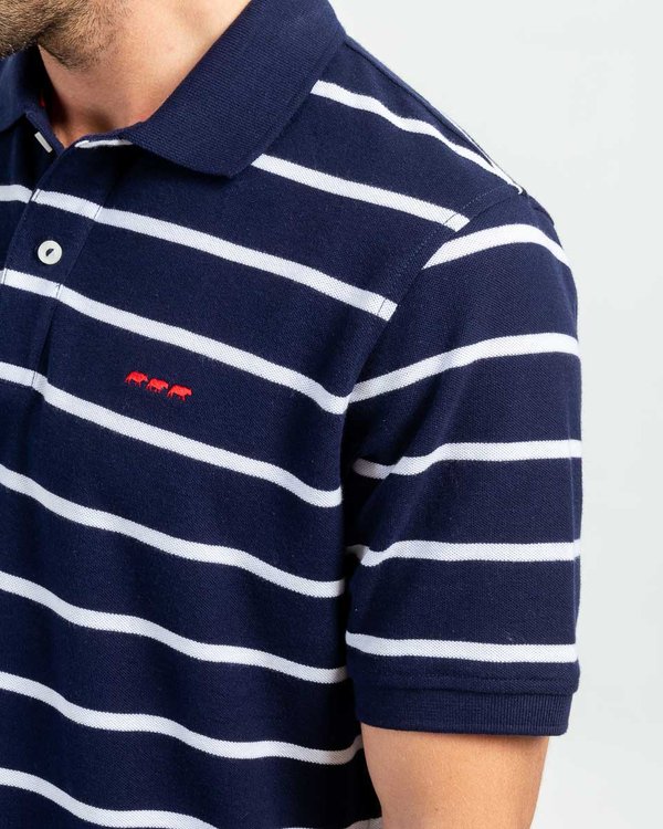 Polo rayé manches courtes regular fit bleu