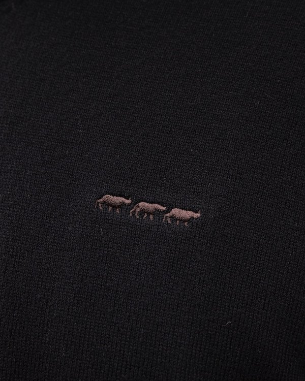 Pull Gabin regular manches longues uni col V coton cachemire noir Pull Gabin regular manches longues uni col V coton cachemire noir