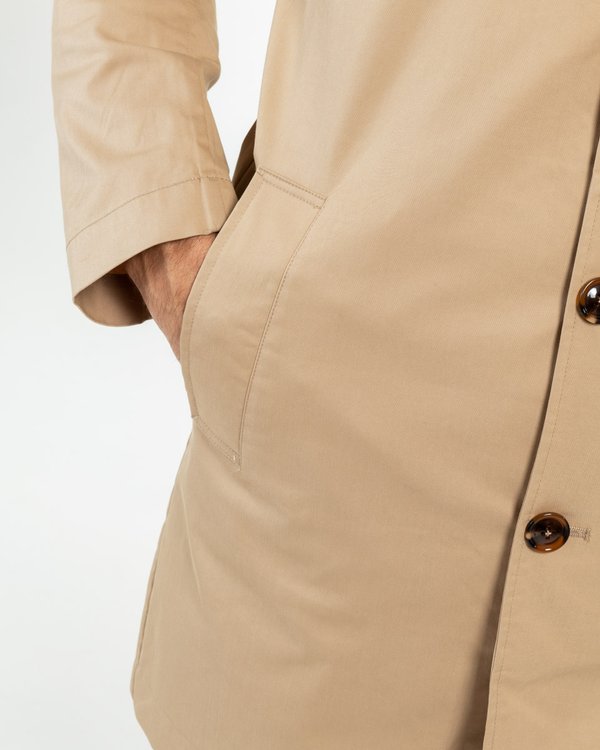 Parka à capuche unie mi-longue beige Parka à capuche unie mi-longue beige