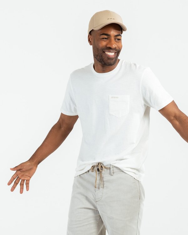 T-shirt uni manches courtes poche poitrine en coton blanc