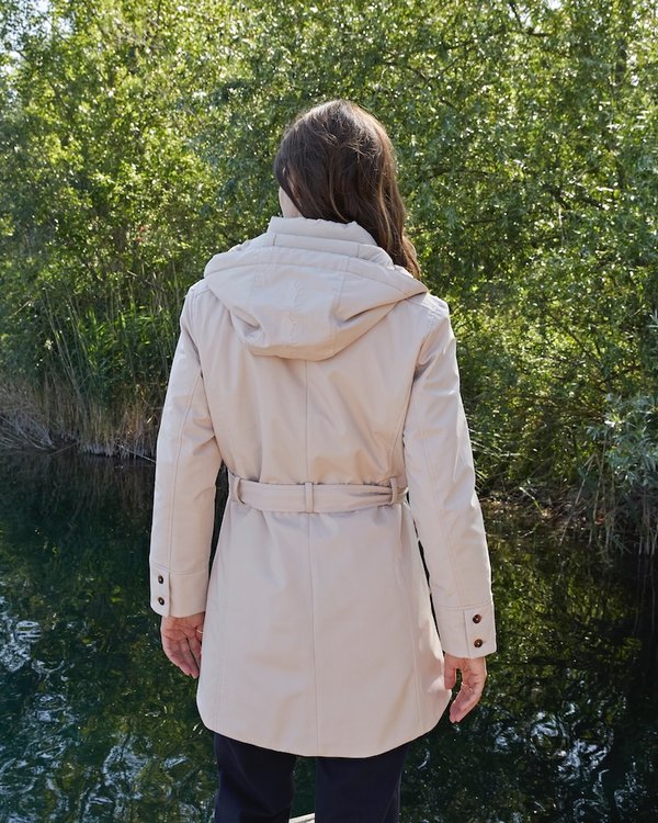 Parka imperméable unie effet 2 en 1 à capuche beige Parka imperméable unie effet 2 en 1 à capuche beige