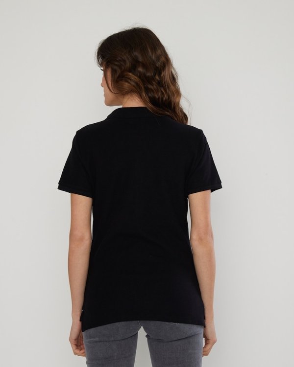 Polo piqué Jeanne manches courtes uni 100% coton noir