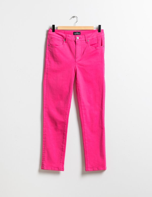 Pantacourt slim uni longueur 7/8 en coton rose Pantacourt slim uni longueur 7/8 en coton rose