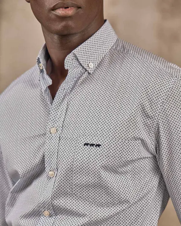 Chemise micro motifs blanc