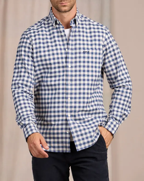 Chemise à larges carreaux vichy bleu