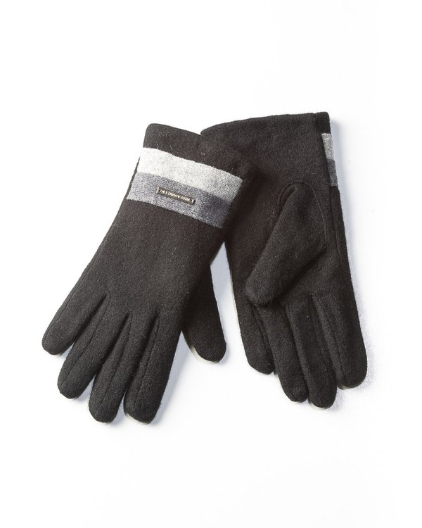 Gants en laine chinée noir