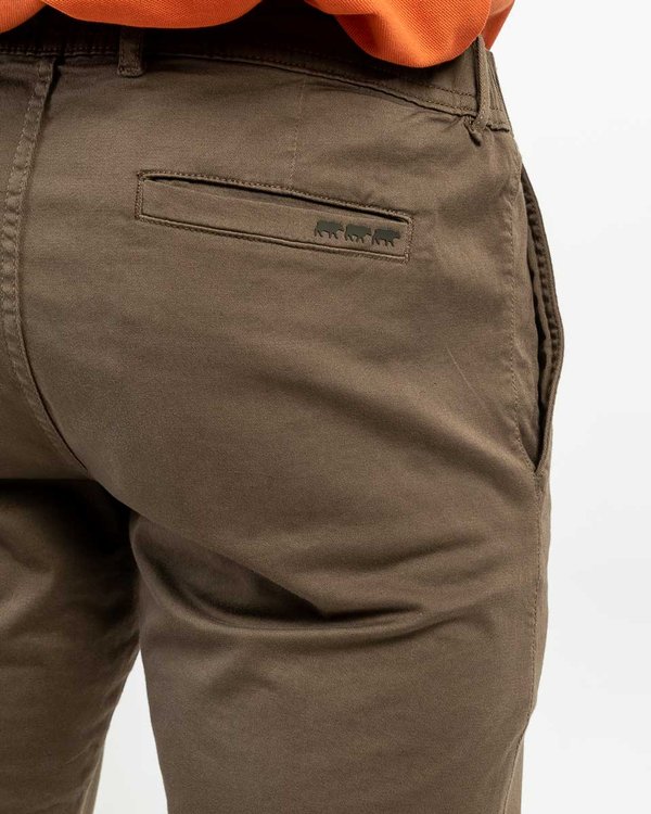 Pantalon chino Lucas uni taille élastique en coton vert