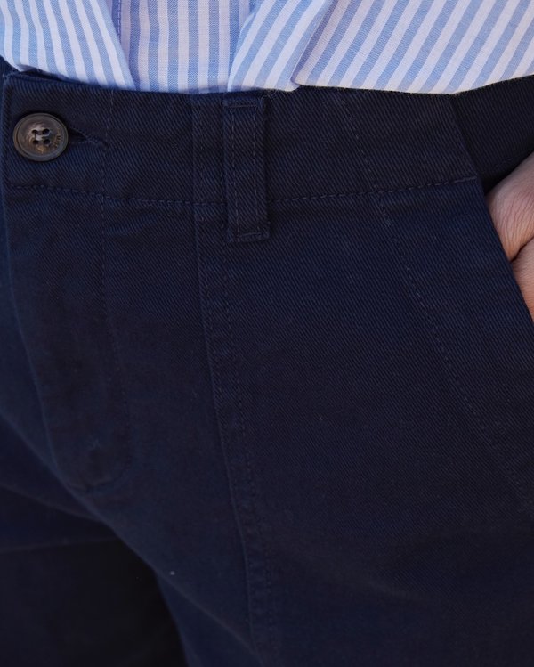 Pantalon coupe large uni en coton bleu