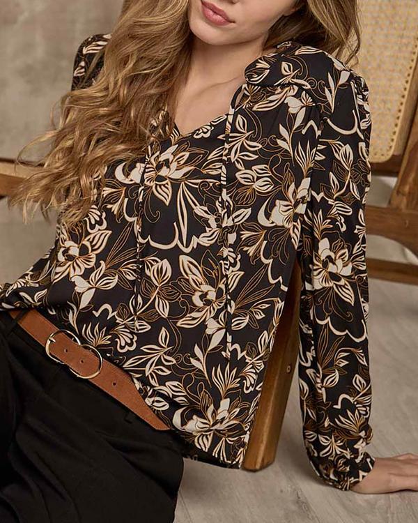Chemise florale noir