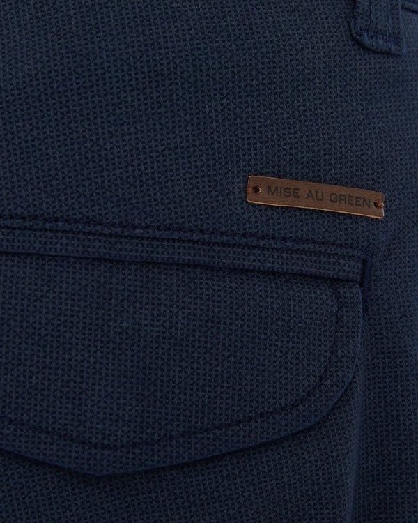 Bermuda faux uni à micro motifs en coton bleu Bermuda faux uni à micro motifs en coton bleu
