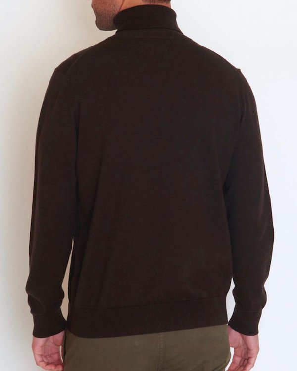 Pull Adam col roulé uni manches longues en coton cachemire marron Pull Adam col roulé uni manches longues en coton cachemire marron