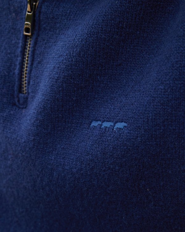 Pull col camionneur Gaston uni en fil italien 80% Laine bleu Pull col camionneur Gaston uni en fil italien 80% Laine bleu