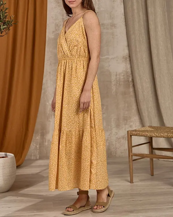 Robe longue imprimée jaune