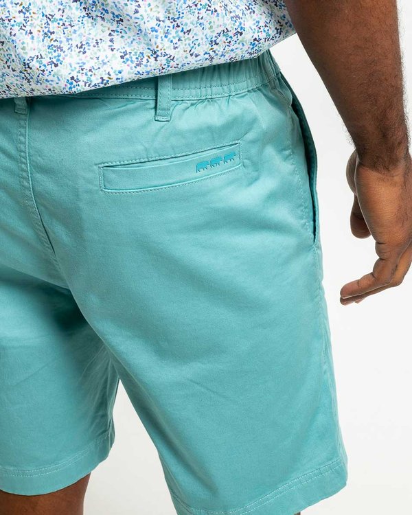Bermuda chino uni taille élastique en coton bleu